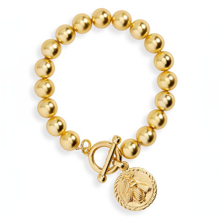 Perlenarmband mit Bienen-Charm-Anhänger für den Großhandel von KARINE SULTAN