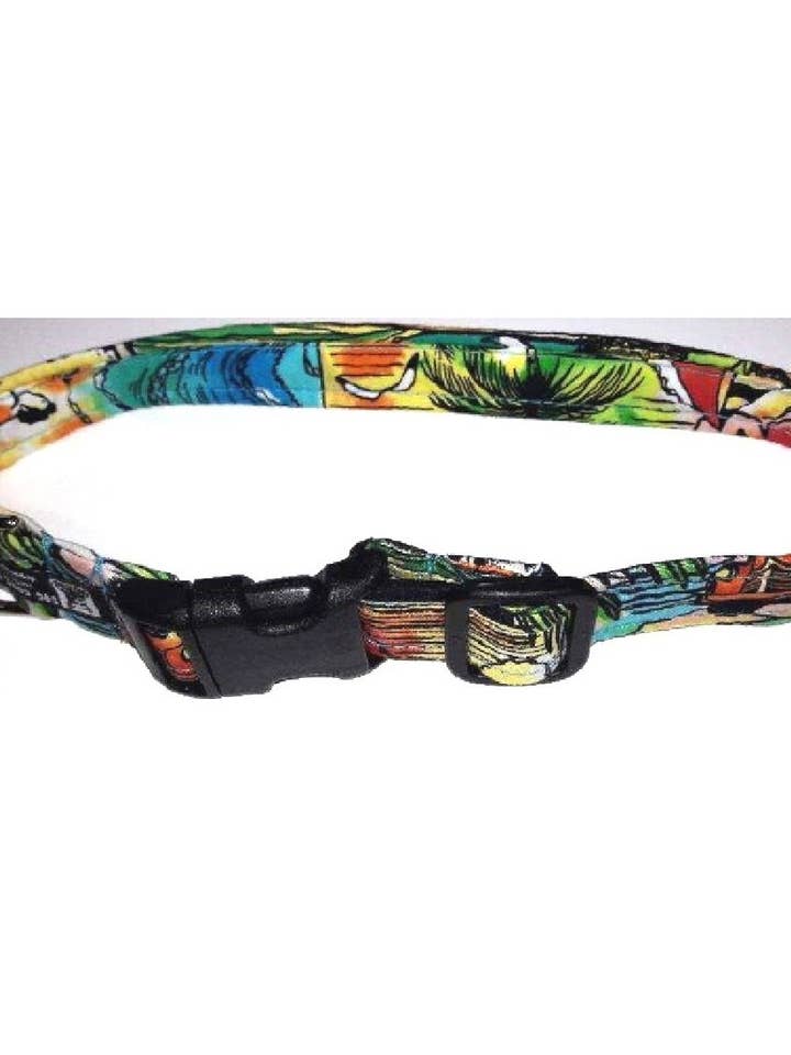 Hawaiian Fabric Adjustable Dog Collar-"Endless Summer" for wholesale by Dog Gone Hawaiian