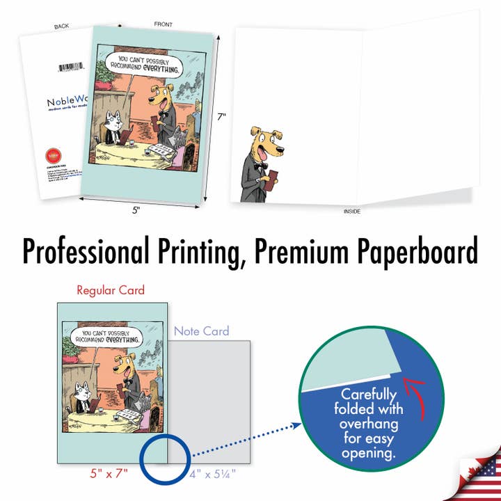 NobleWorks - Wholesale Everyday Greeting Card - Everyday Greeting Card - Waiter Recommendations - Cat