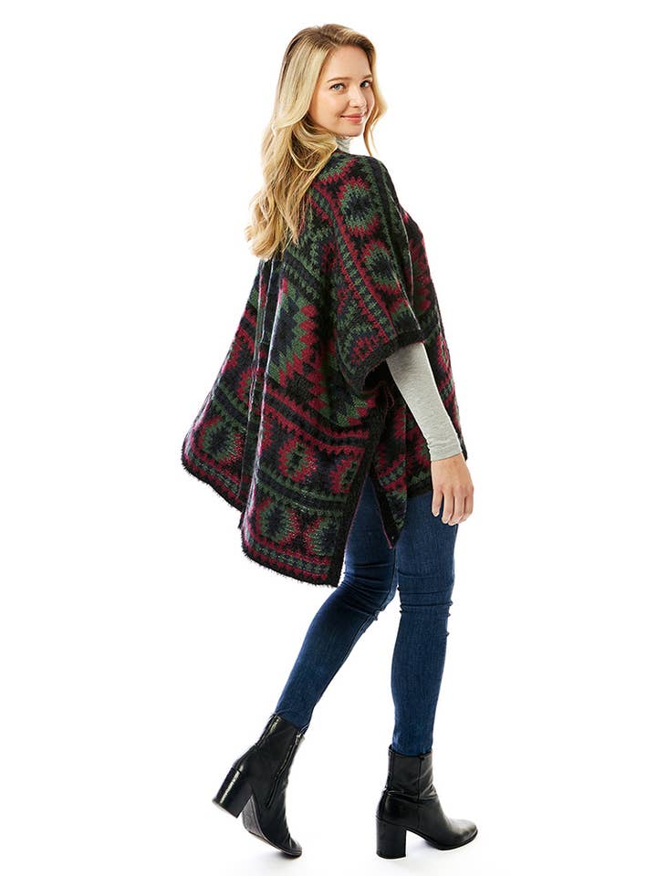 Hana - Wholesale Cardigan – Women’s - Aztec Pattern Ruana5