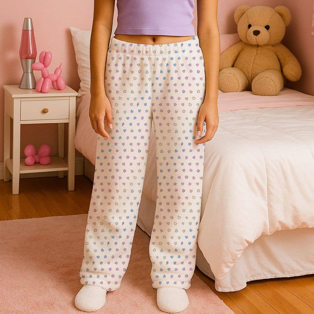 Top Trenz Inc - Vente Pantalon d'intérieur/de jogging – enfant - Pantalon de salon duveteux Rainbow Remix1