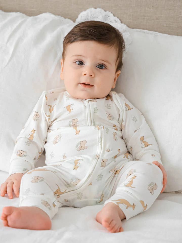 Bamboo Growsuit - Kangaroo & Koala for wholesale by Lūmmi in Colour Babywear