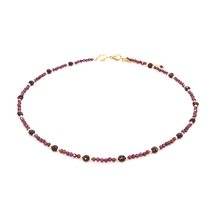 Paloma necklace in garnet stones for wholesale by Sloya