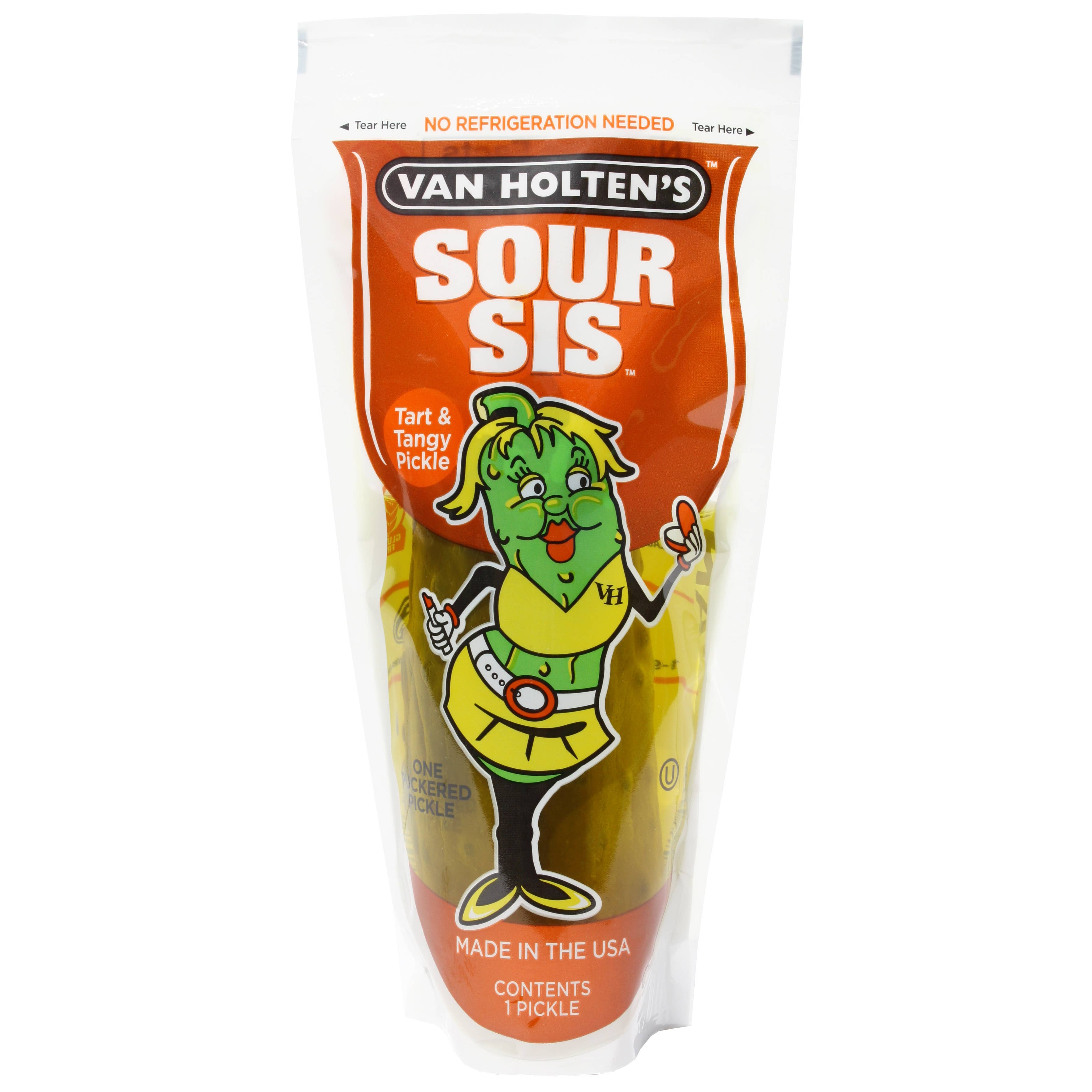 Grandpa Joe's Candy Shop - Wholesale Fruit Snacks - Van Holten's Sour Sis Pickle Pouch, 12ct1