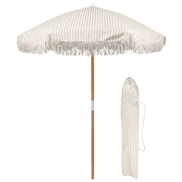 1.4M Wooden Garden Parasol with Tassel Fringe for wholesale by Rinkit Ltd