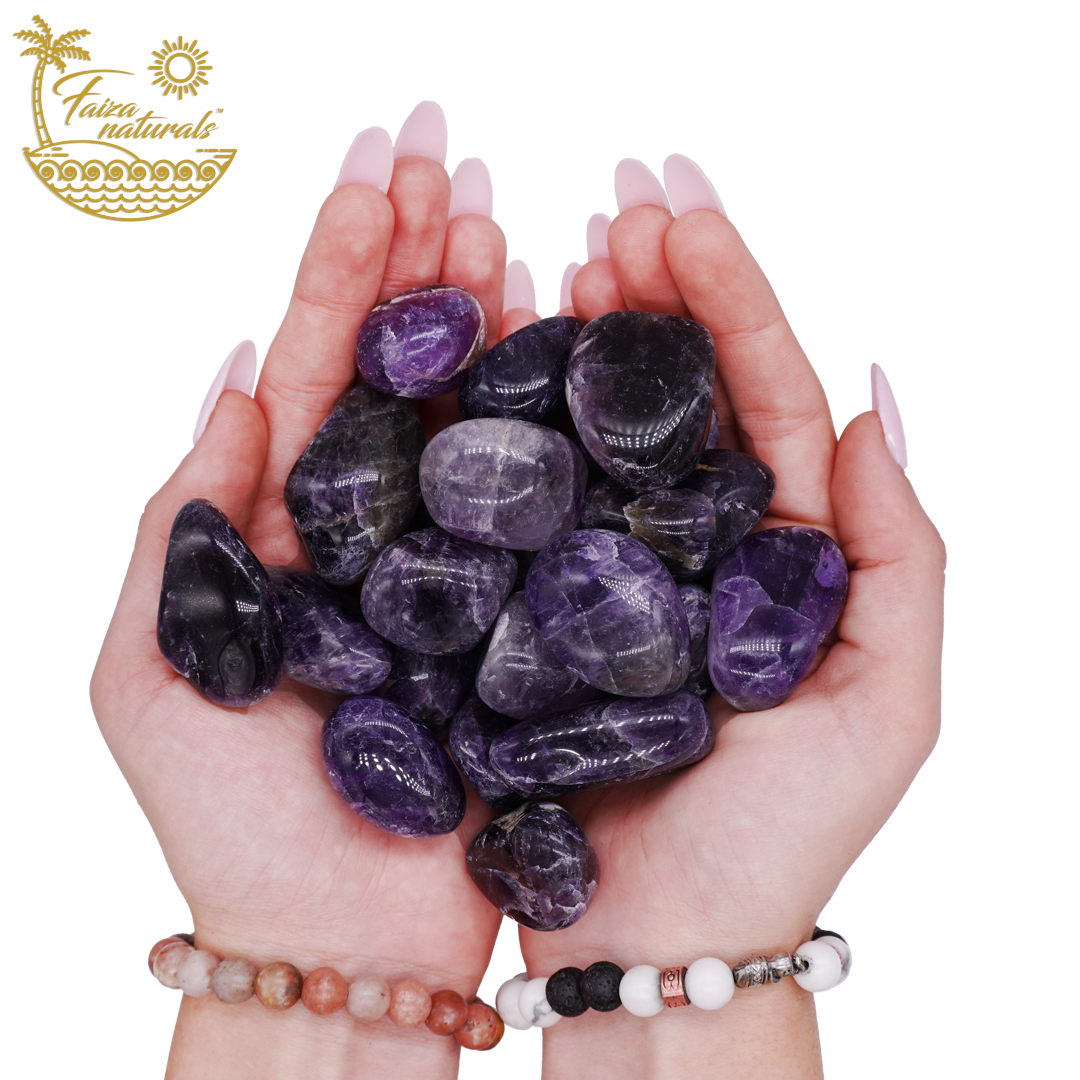 Faiza Naturals - Wholesale Spiritual Stone/Crystal - Amethyst Tumbled Crystals Bulk1