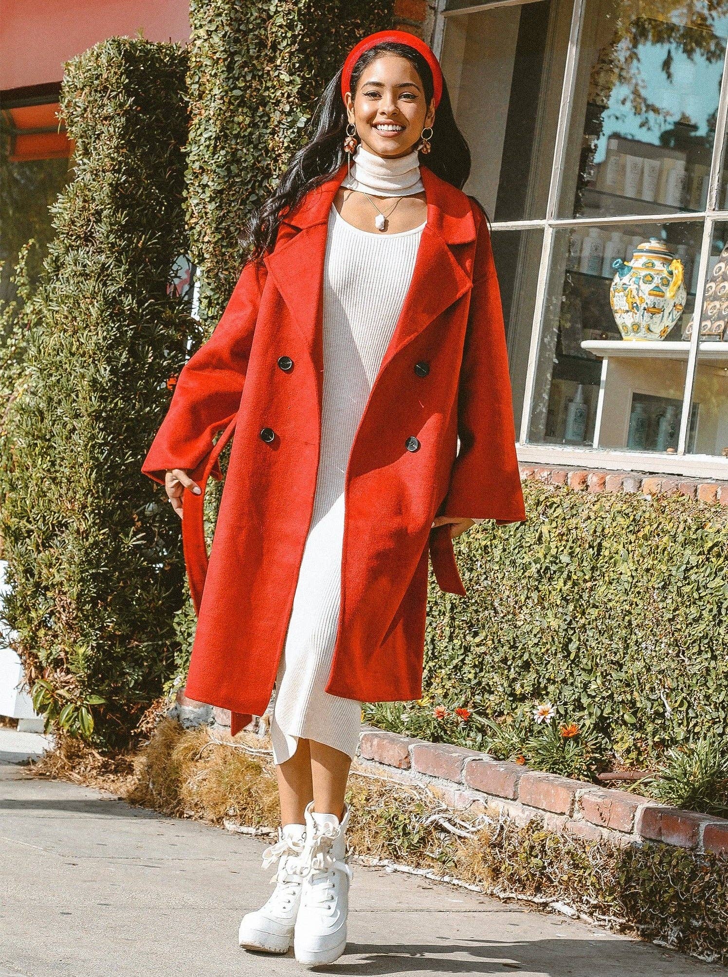 Burgundy Bergen Full Length Wool Coat for wholesale on Faire1