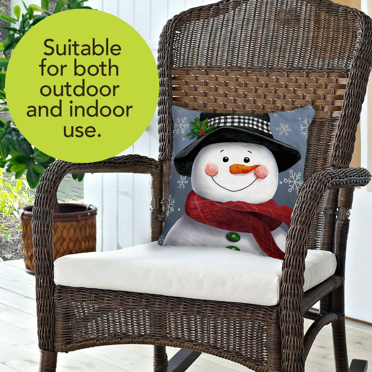 Briarwood Lane - Wholesale Throw/Decorative Pillow - Smiling Snowman Winter Pillow 17" x 17" Briarwood Lane1