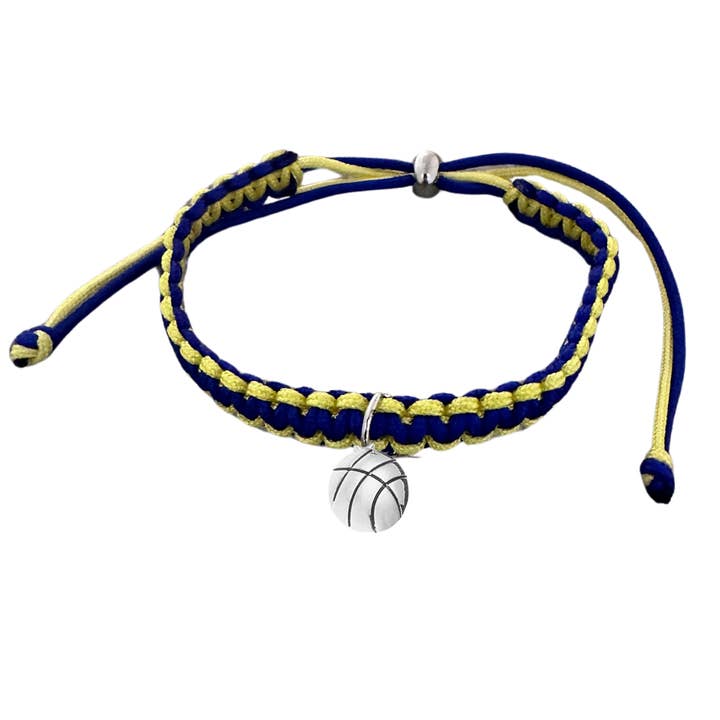 Sportybella - Wholesale Charm/Dangle Bracelet - Basketball Multi Colored Charm Rope Bracelet - Pick Color