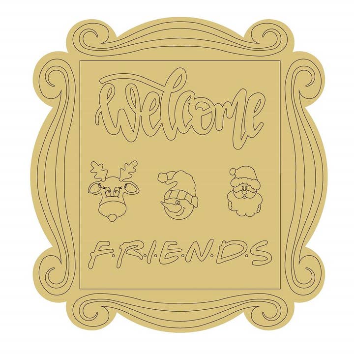 Diverse Woodworking - Wholesale Cutouts - Welcome Christmas Friends Design By Lines Unfinished Wood Cu