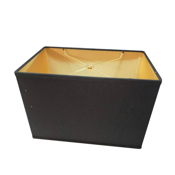 Adrianas Specialty Lamp Shades – wholesale Återförsäljarskyltning – Rektangulär trum lampskärm 16" bred x 11" hög, mjuk svart tyg