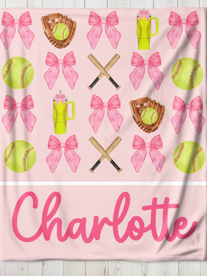 Personalized Softball Blanket for wholesale by Monogram Junkie