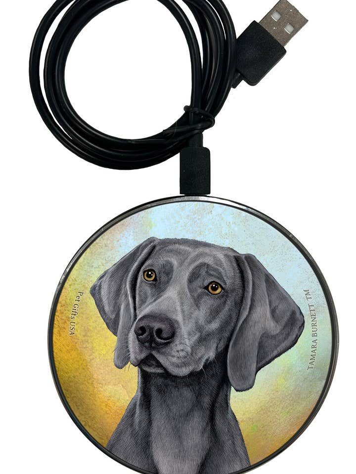 Weimaraner Light Blue - Zoomies Phone Charger for wholesale by Pet Gifts USA, LLC