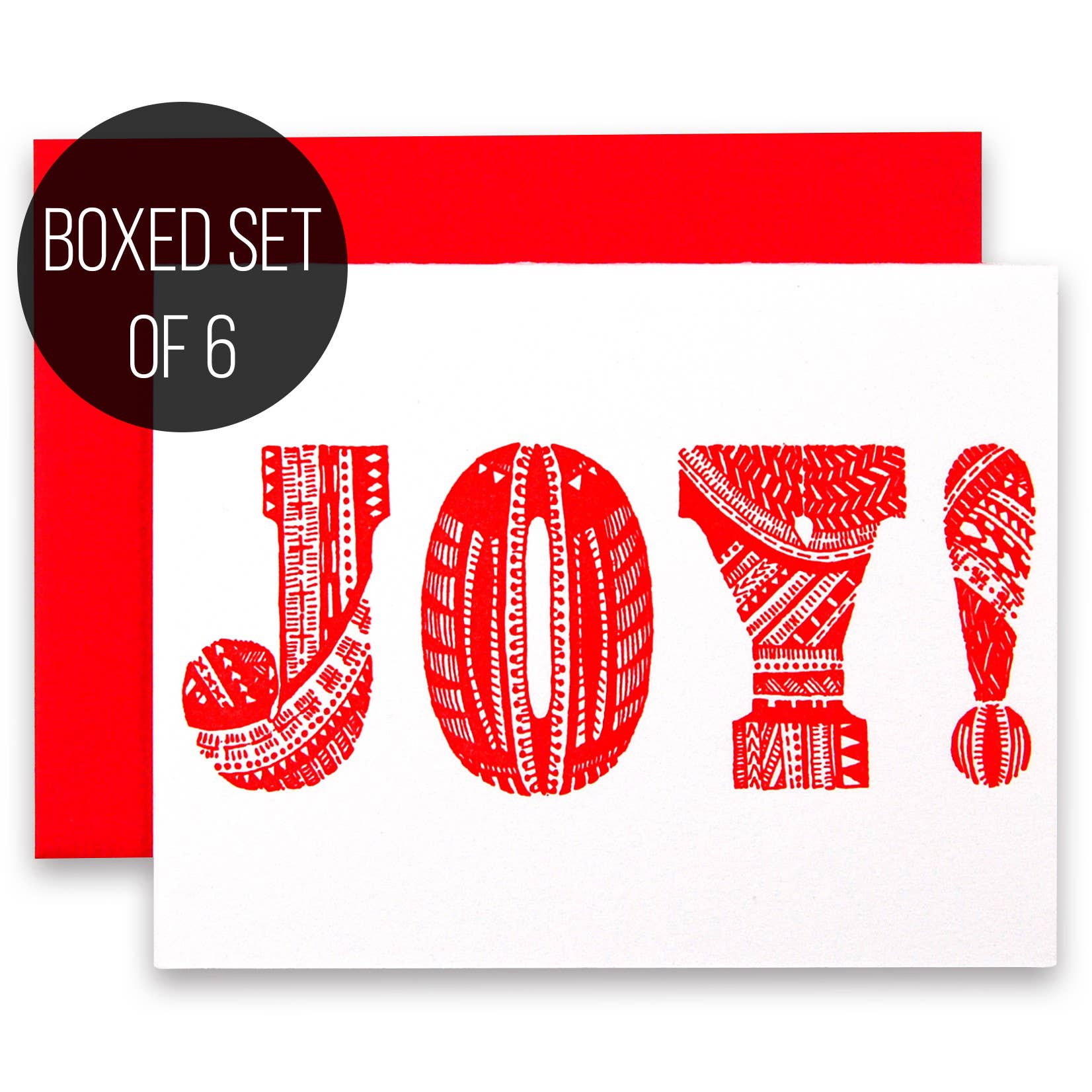 Cat Snapp Studio - Wholesale Everyday Greeting Card - Joy! Letterpress Greeting Card - Boxed Set of 60