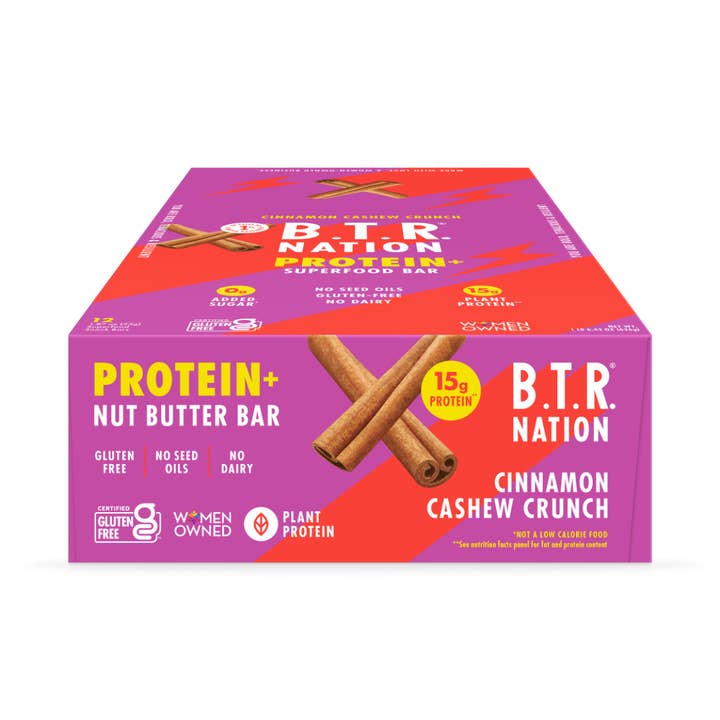 B.T.R. Bar - Wholesale Snack bar - CINNAMON CASHEW CRUNCH PROTEIN+ Superfood Bar 5