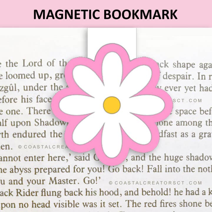 Coastal Creators of Connecticut - Wholesale Bookmark - Pink/Blue Daisies Reversible Magnetic Bookmark (Packaged)4