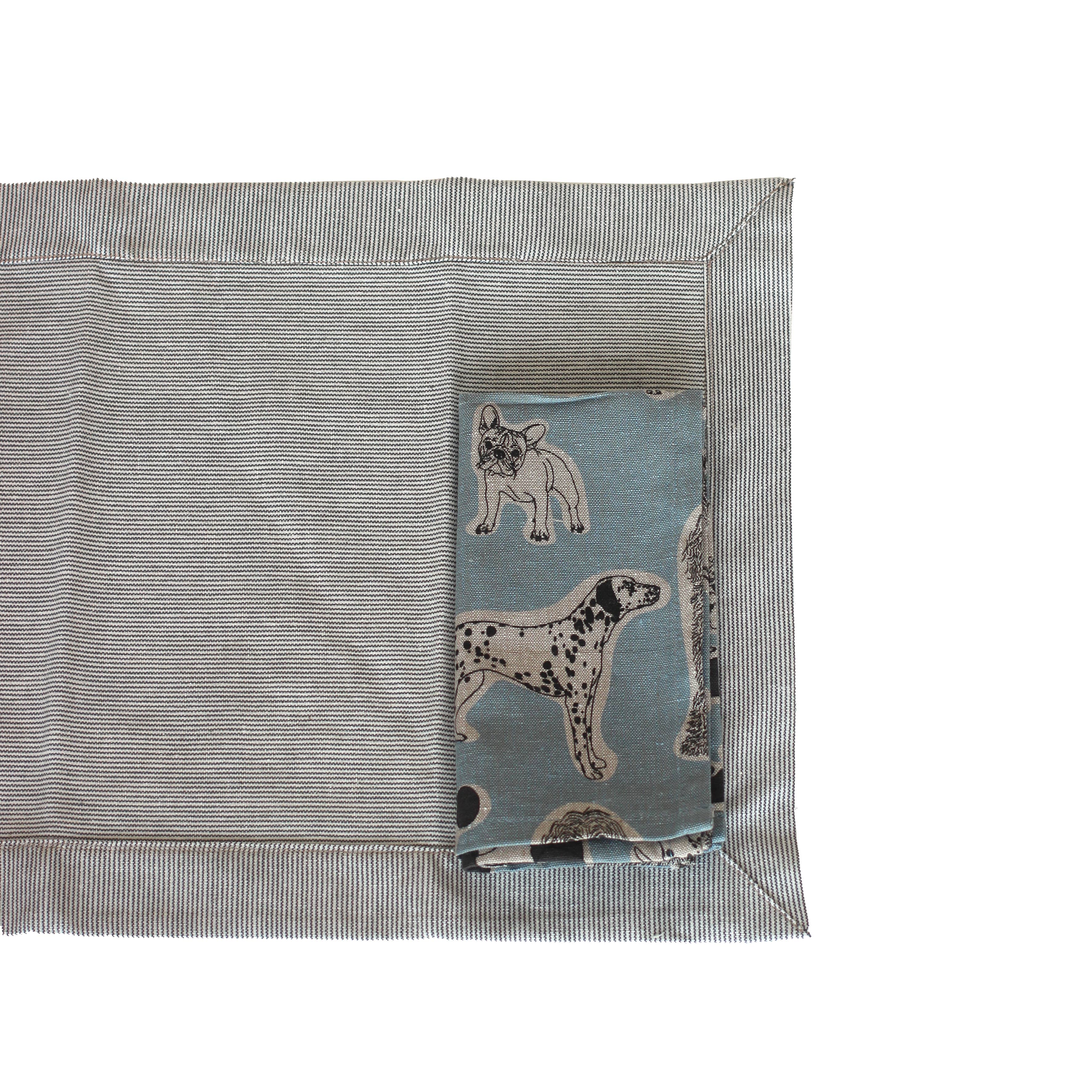 Raine & Humble - Wholesale Dinner & Cloth Napkin - Napkins Set of 4 - Dog Print - Blue Haze4