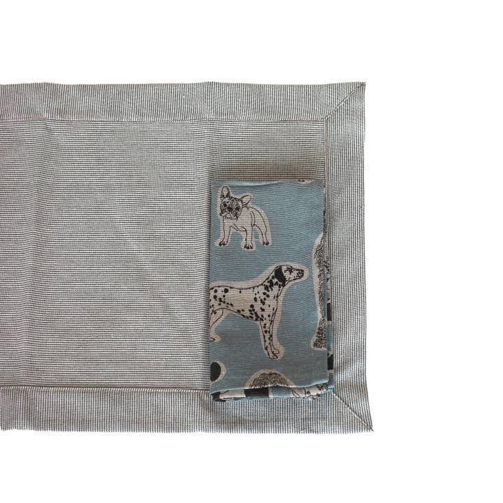 Raine & Humble - Wholesale Dinner & Cloth Napkin - Napkins Set of 4 - Dog Print - Blue Haze4