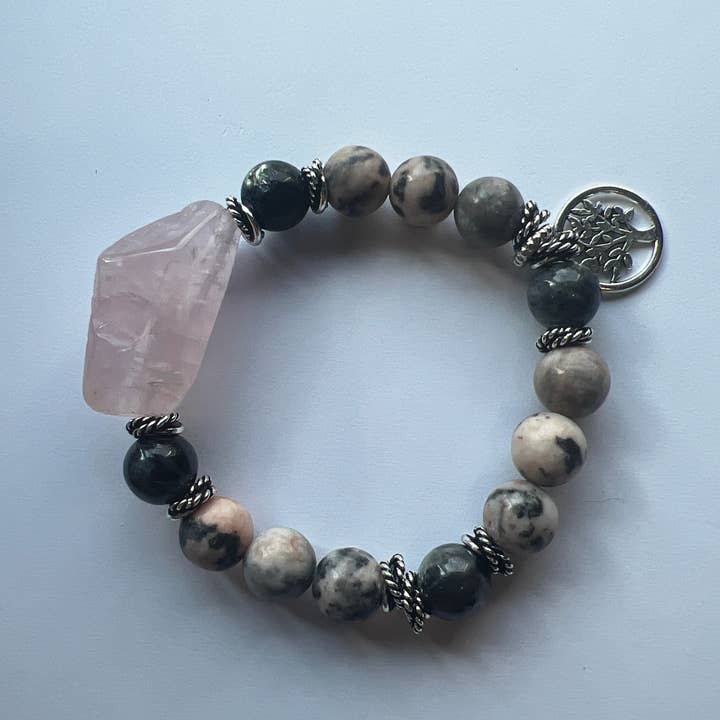 Pulsera de Piedras Preciosas con Piedra Central/Jaspe Imagen, Cuarzo Rosa para venta al por mayor de Ritzy Roxx