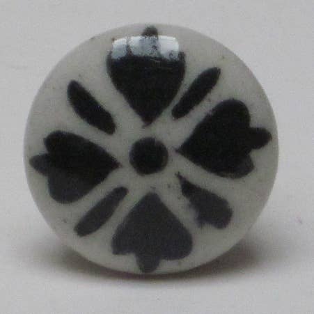 natural habitat - Wholesale Knob/Pull - Pottery Knob Four Leaf Clover Black
