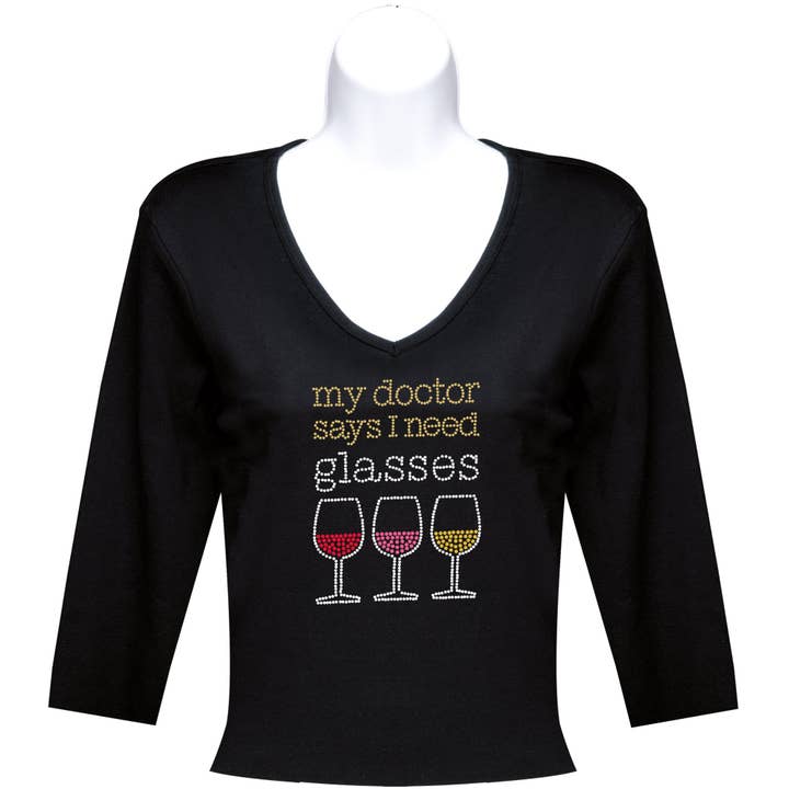 Chris’s Stuff Inc. – wholesale T-shirts med screentryck – Dam – My Doctor Says Rhinestone 3/4 ärm