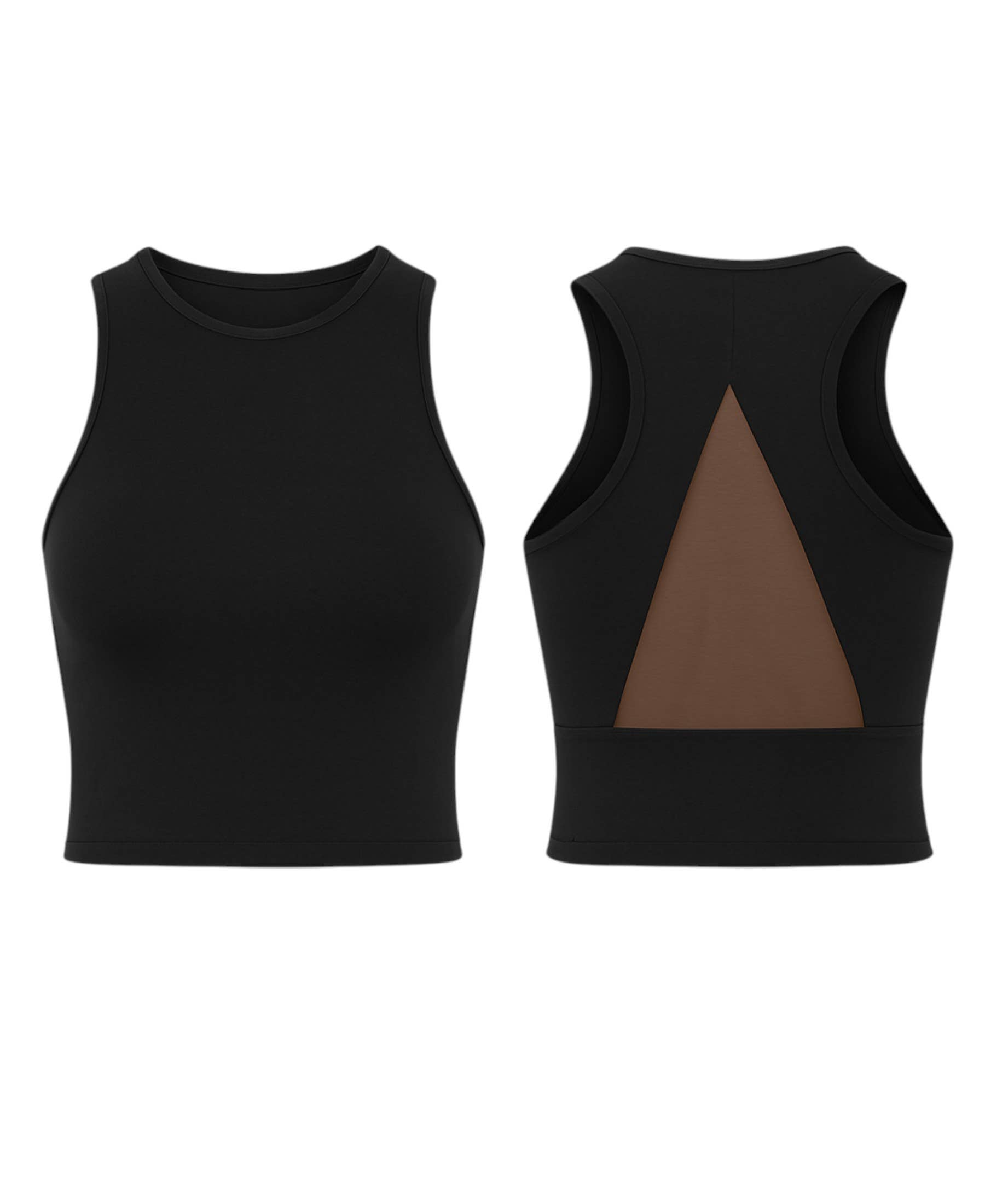 WENOR - Wholesale Athletic Top - Women's - Crop Top – Sporty bustier top with pads & mesh back, scuba fabric0