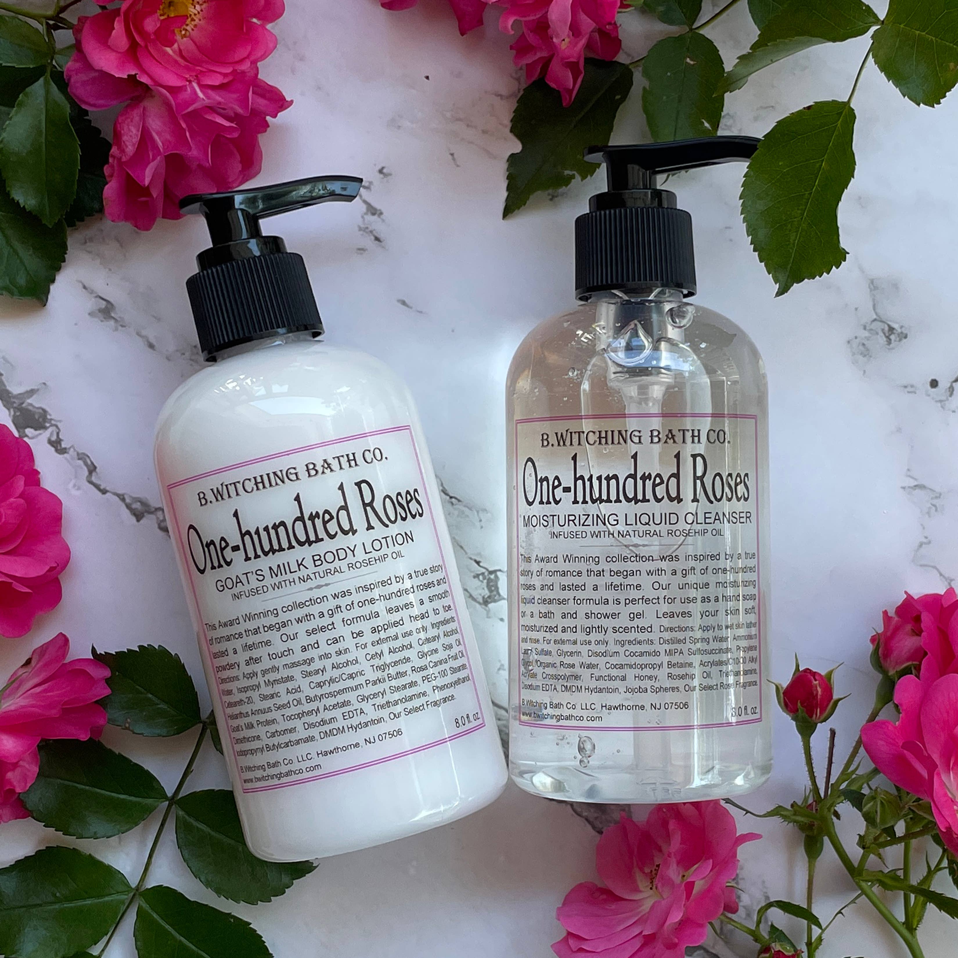 B. Witching Bath Co. - Wholesale Body Wash/Shower Gel - One-hundred Roses Moisturizing Liquid Cleansers 8oz7