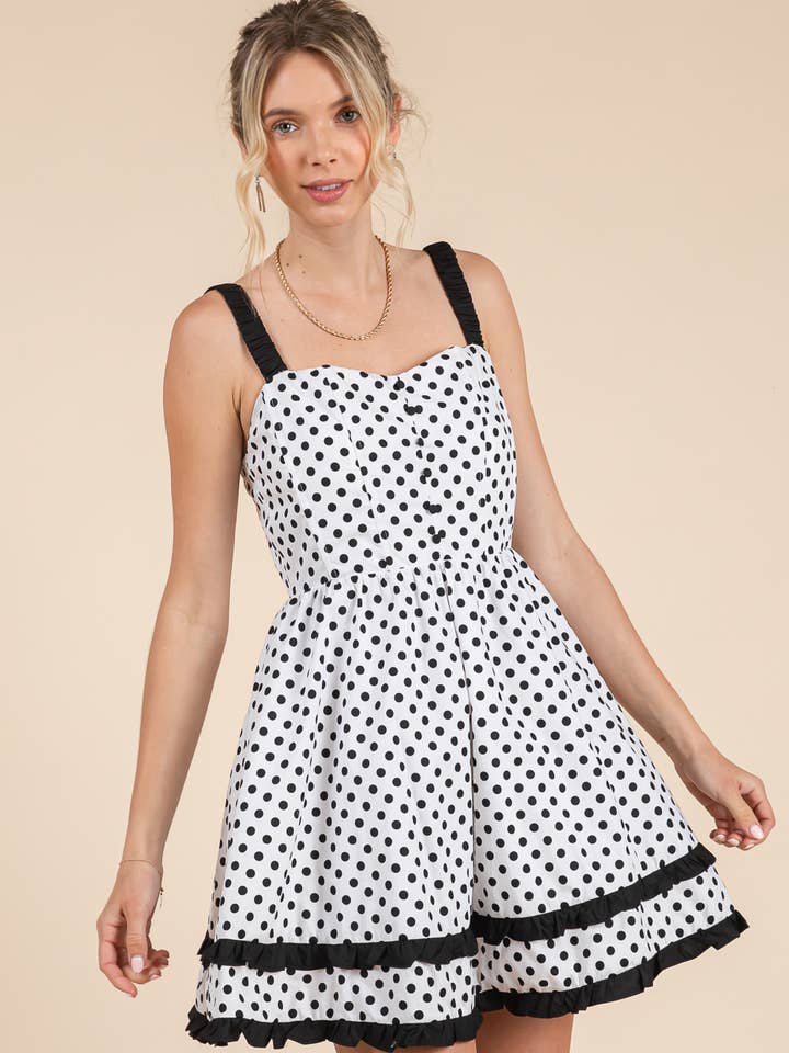 Vestido mini estilo corpete com contraste de bolinhas por atacado de BABY PINK