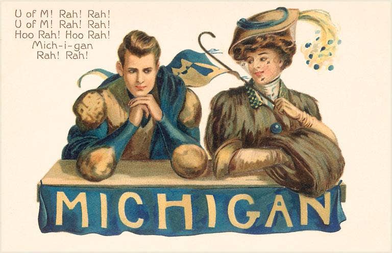Found Image Press - Vente Assortiments de papeterie/cartes - Carte de vœux MI-529 Université du Michigan Cheer0