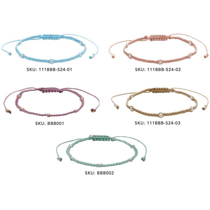 Lotus and Luna - Wholesale Jewelry Set - Braided BB Bracelets (10 Pack Assortment)