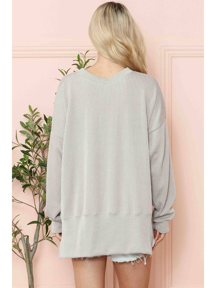 Burgundy Apparel - Vente Sweat-shirt – femme - SWEAT-SHIRT OVERSIZE CÔTELÉ ONDULÉ AVEC FENTE LATÉRALE32