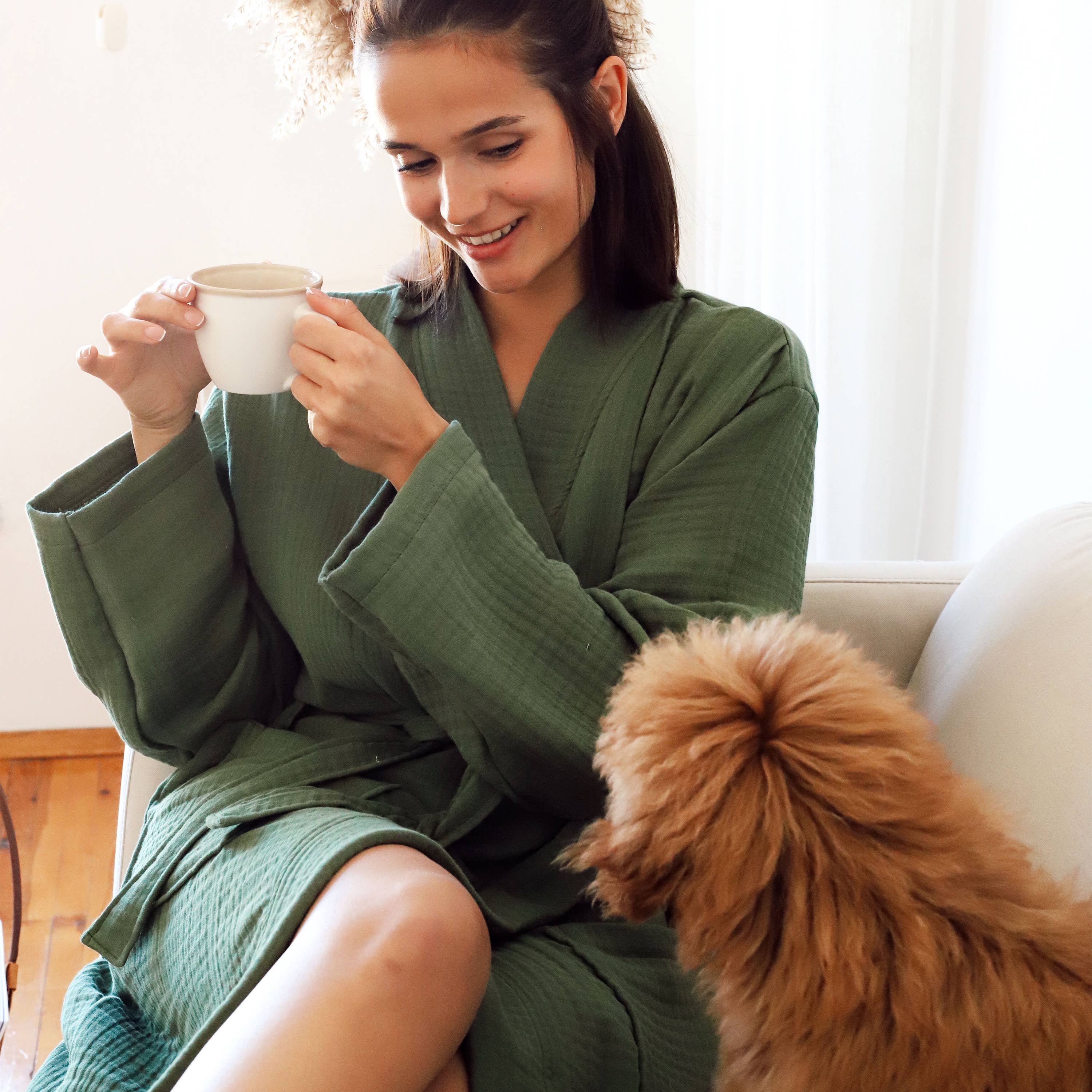 Vivamaison - Wholesale Robe - Unisex - Luxury 4 Layer Muslin Bathrobe, Natural Cotton Spa Comfort31