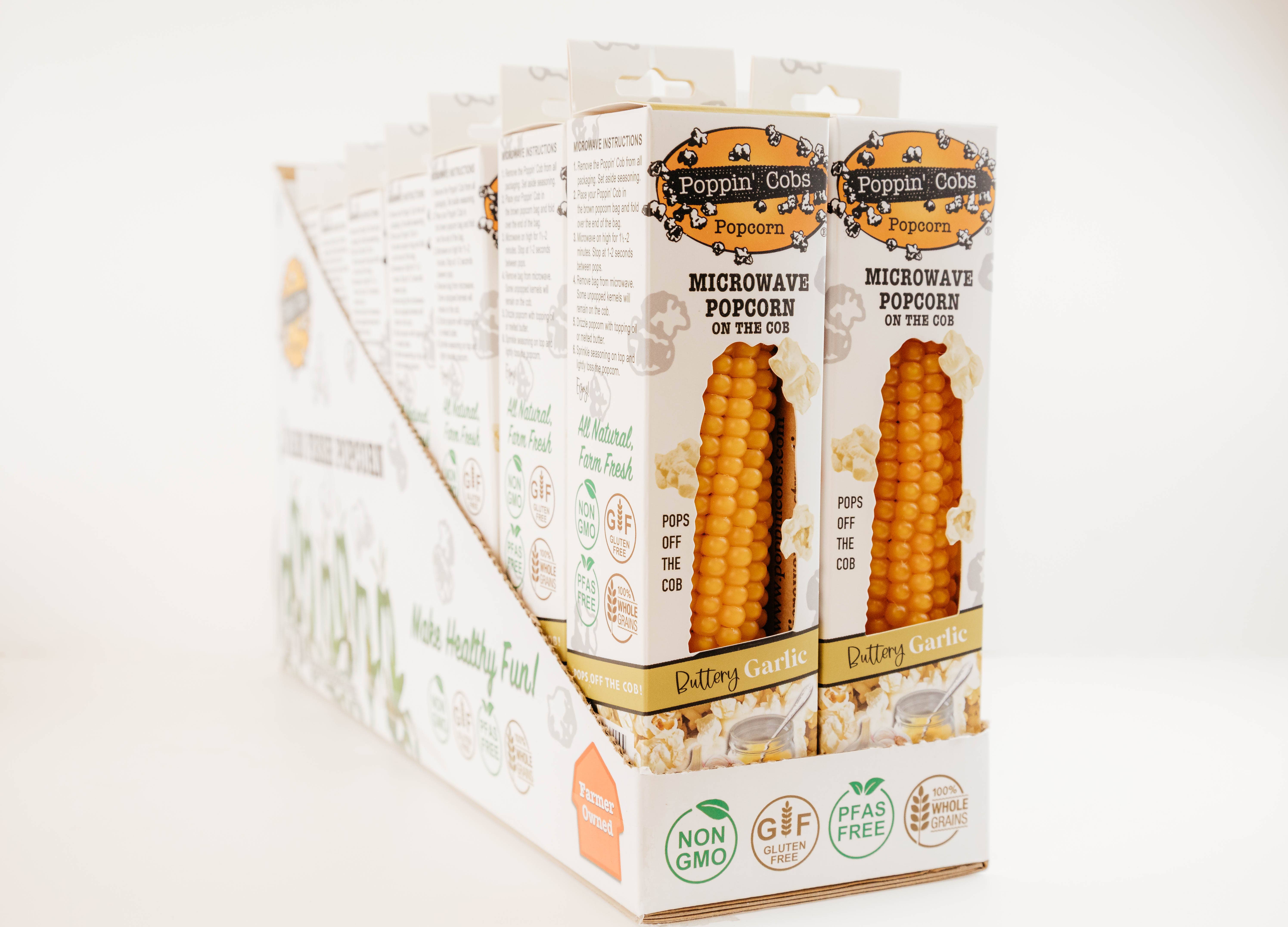 Poppin' Cobs Popcorn - Wholesale Popcorn - Popcorn on the Cob with Buttery Garlic Seasoning 2
