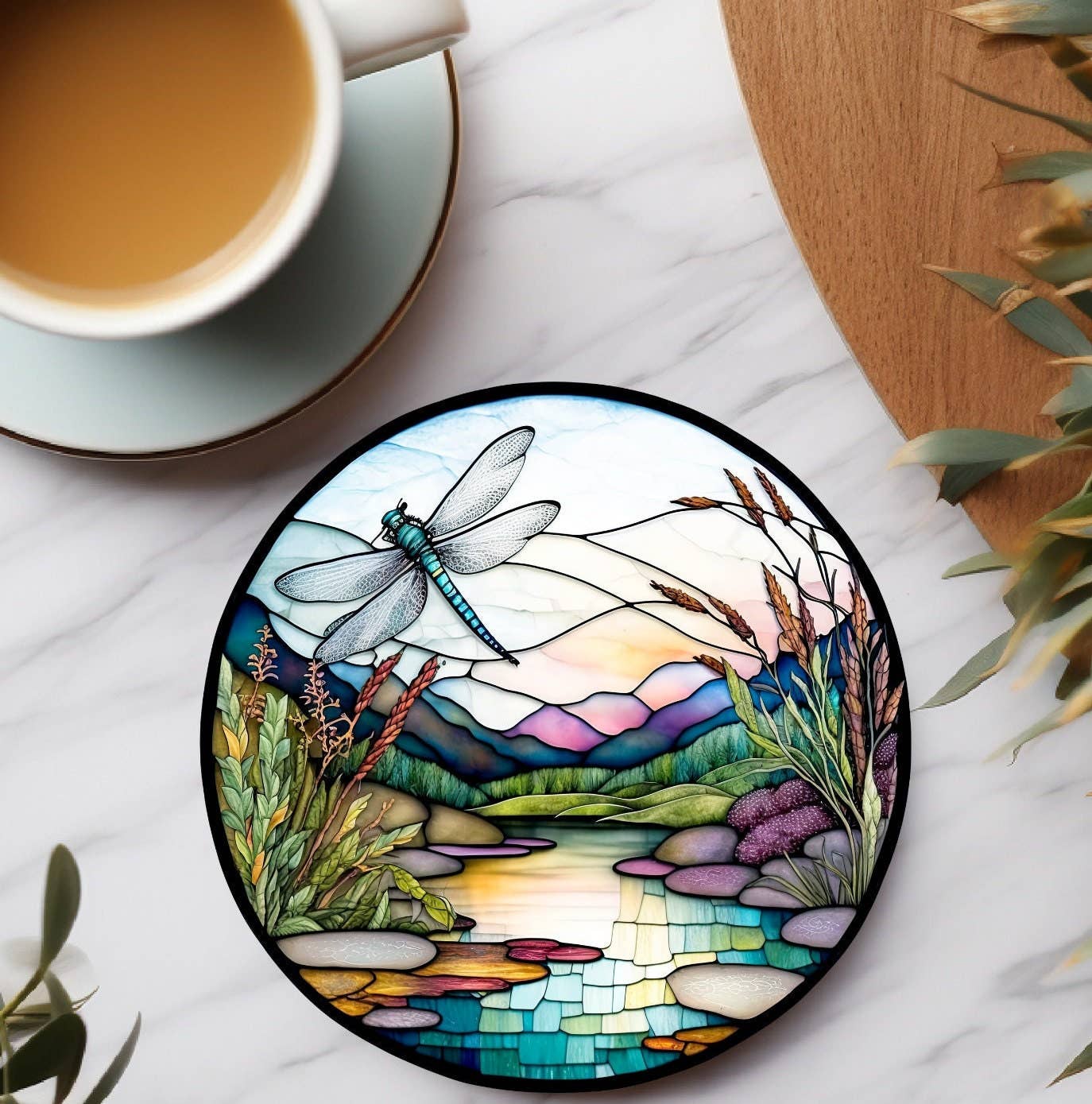 Fernville Creations - Vente Sous-verre - Dessous de verre en céramique Libellule : pièce de décoration de table7