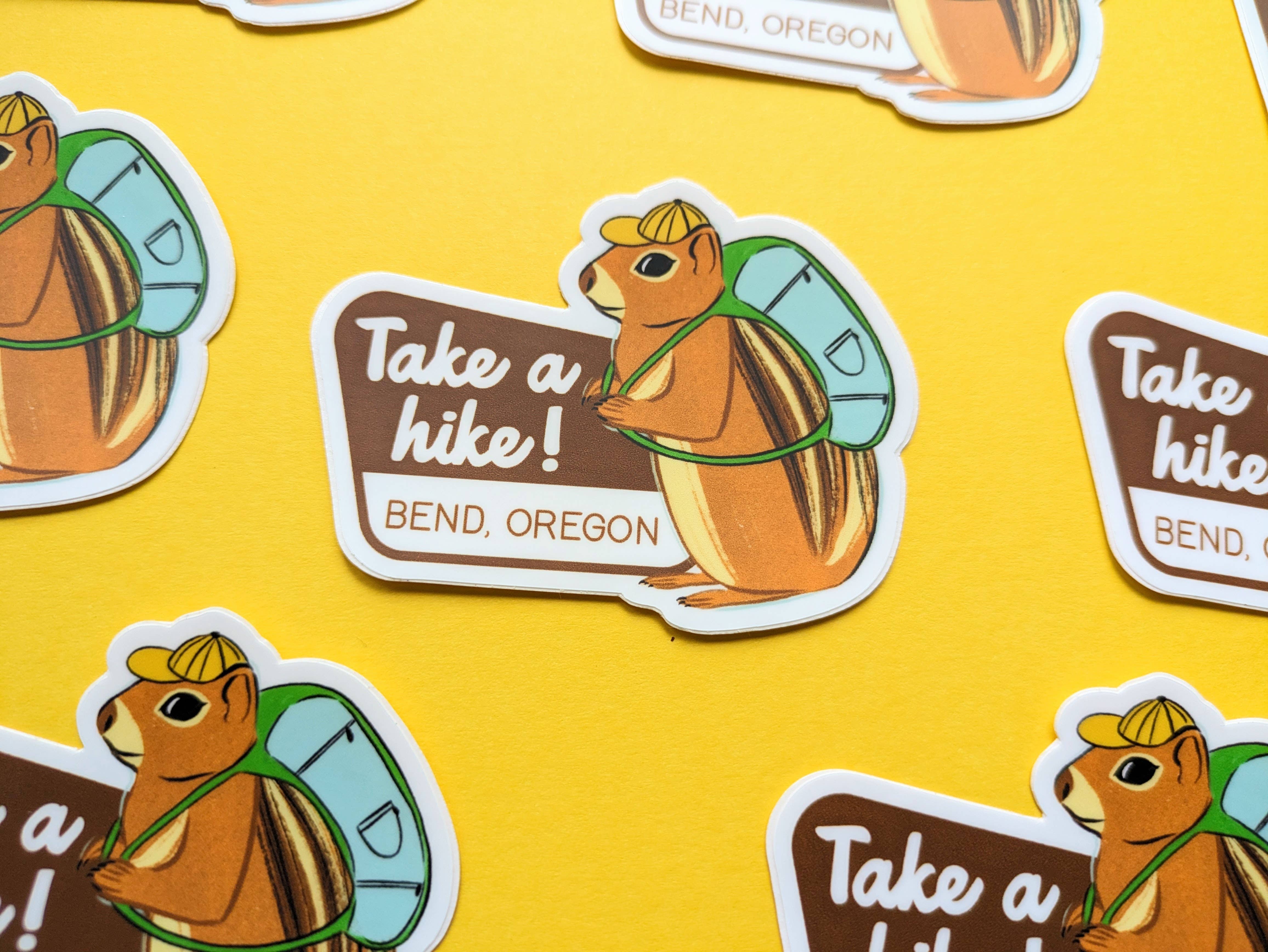 Natalie V. Mason - Wholesale Sticker - Sticker - Chipmunk ("Take a Hike!" w/ customizable town)1
