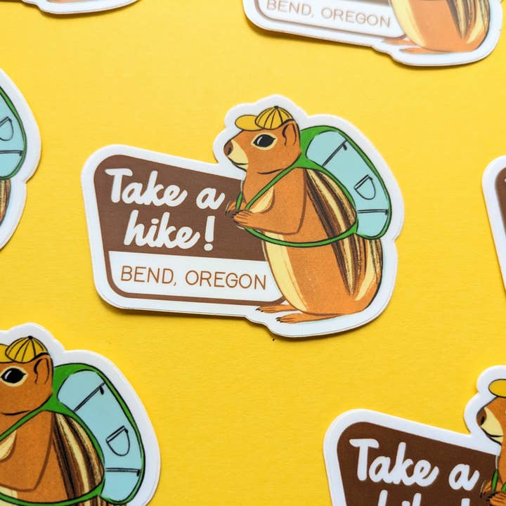 Natalie V. Mason - Wholesale Sticker - Sticker - Chipmunk ("Take a Hike!" w/ customizable town)1