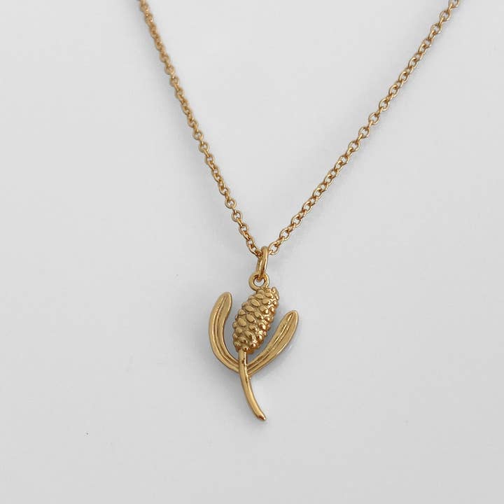 EL&RO Jewellery - Wholesale Pendant/charm necklace - FREESTONE BANKSIA NECKLACE | GOLD3