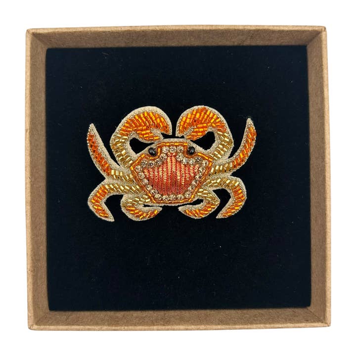 Sixton London - Wholesale Brooch - Crab embroidered brooch / pin