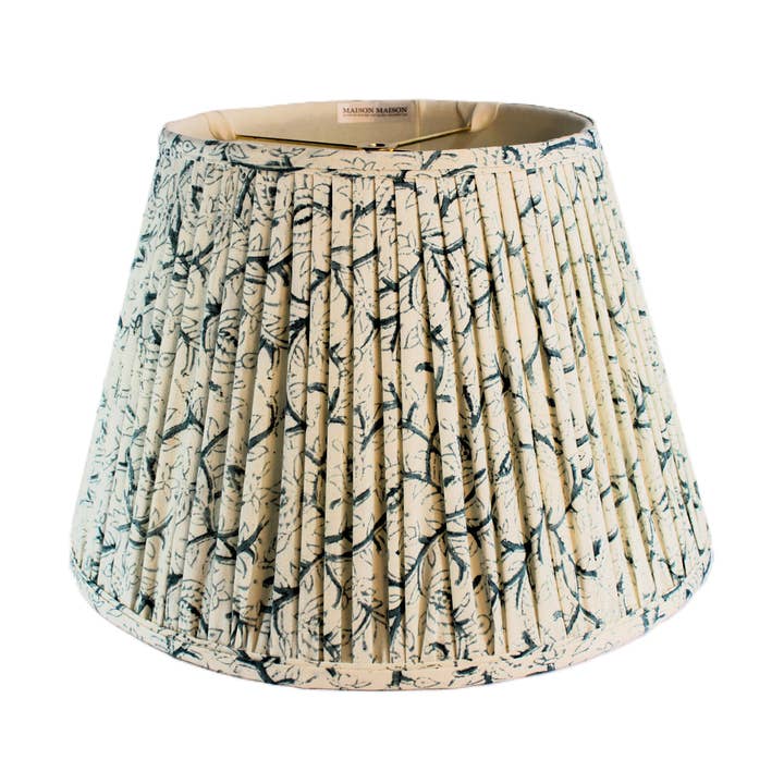 14" Gathered Fabric Lampshade in Blue Garden Vine for wholesale by Maison Maison Design
