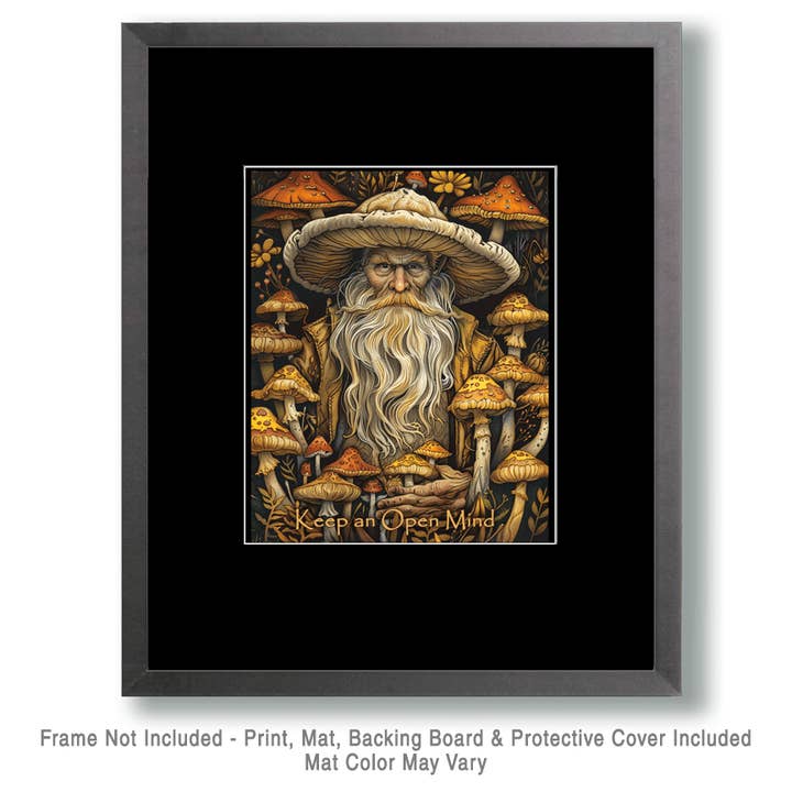 Mowbi – Großhandel Kunstdruck – Kunstdruck Wizard — Keep an Open Mind, 20,3 x 25,4 cm — Mowbi Fantasy Mushrooms Kunstsammlung1
