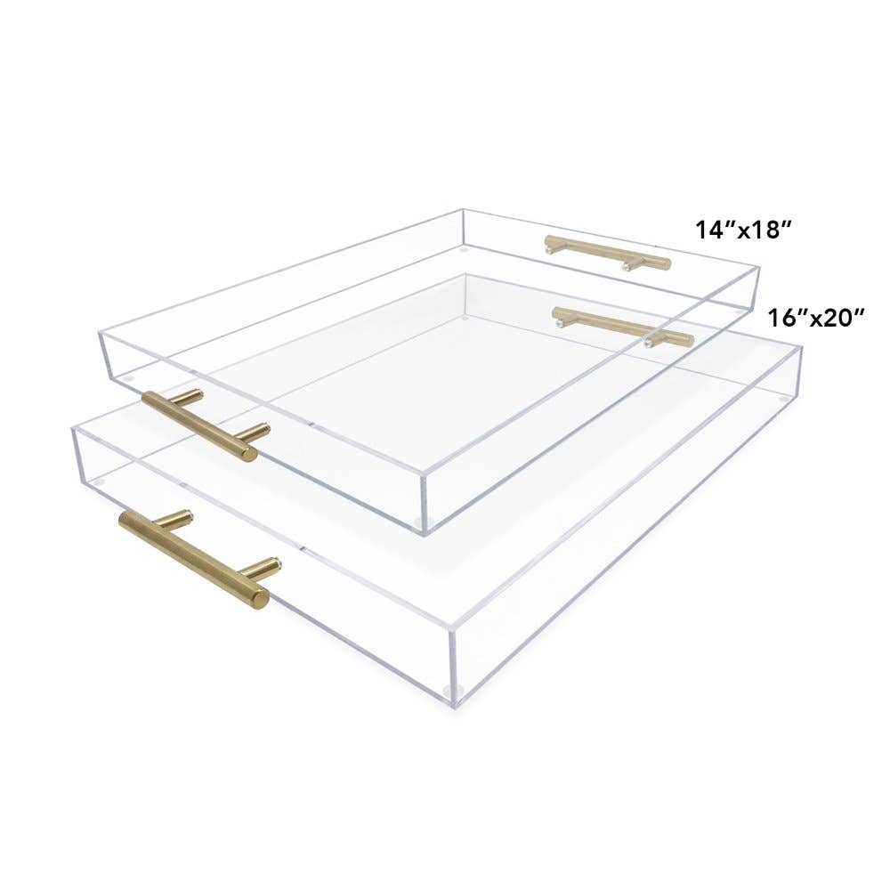Isaac Jacobs International - Wholesale Serving Tray - Isaac Jacobs Clear Acrylic Serving Tray with Metal Handles14