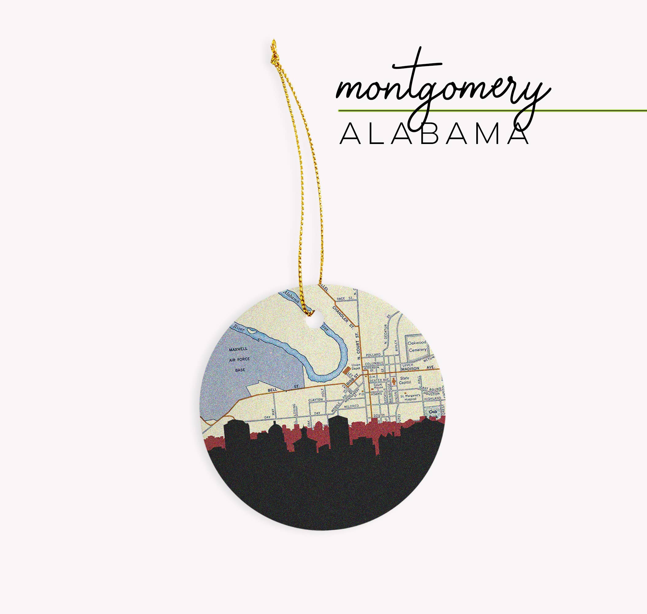 Paperfinch Design - Wholesale Ornament - Alabama city skyline ornament | choose your city7