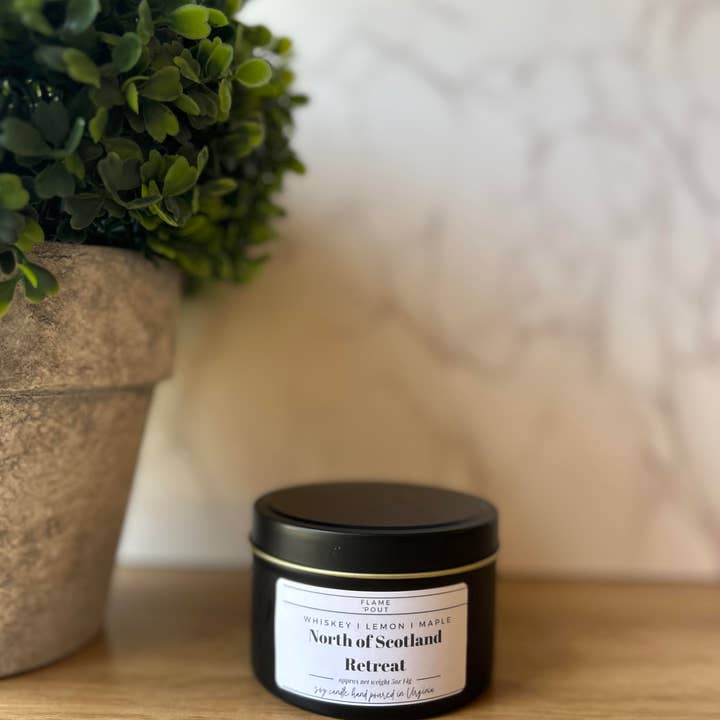 Flame + Pout - Wholesale Jar/Filled Candle - North of Scotland Retreat - Whiskey, Lemon, Maple Soy Candle