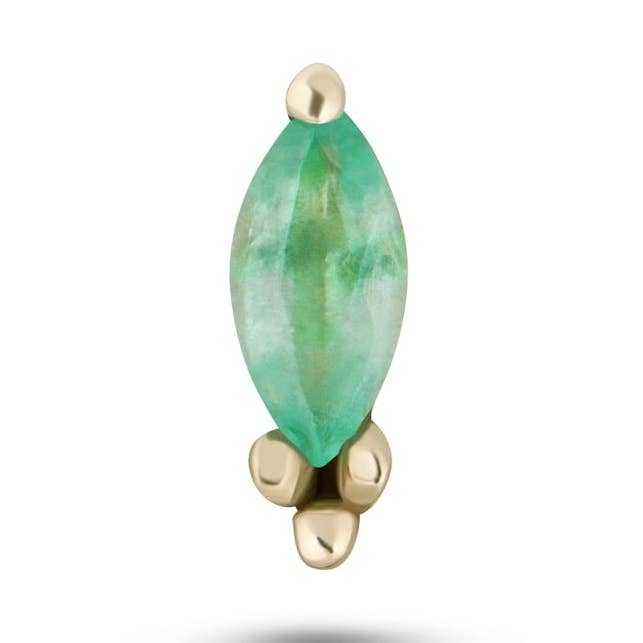 Brinco de Pressão com Contas e Marquesa de Esmeralda em Ouro 9k por atacado de ZOHREH