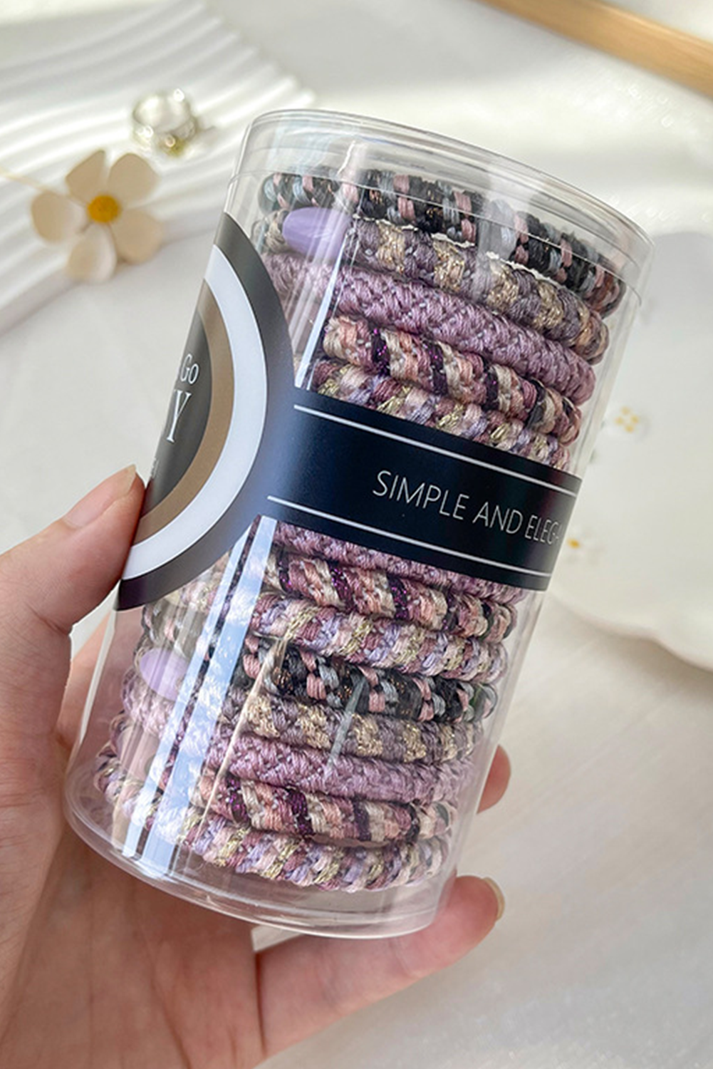 Purple 15 pcs Elastic Braided Hair Tie for wholesale on Faire1