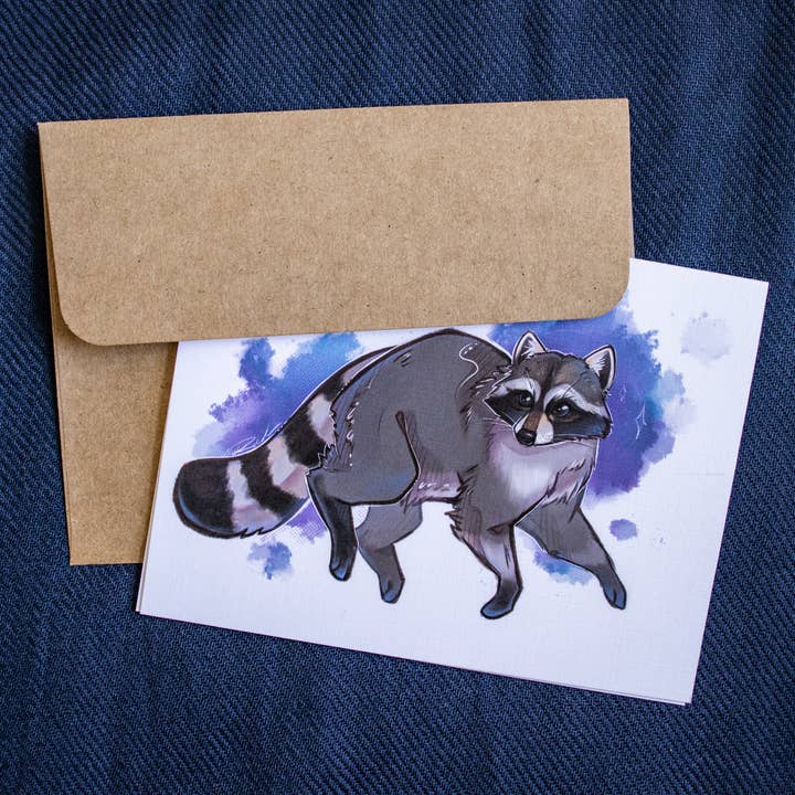 Carte de correspondance Raccoon a2 | Papeterie vierge à l'intérieur avec enveloppe pour la vente par ANR Illustrations