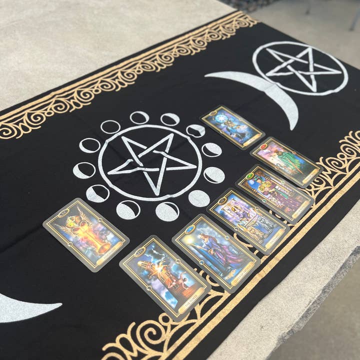 Lungta Imports - Wholesale Tablecloth - Triple Moon Long Altar Cloth Tarot Witchcraft Table Cloth2