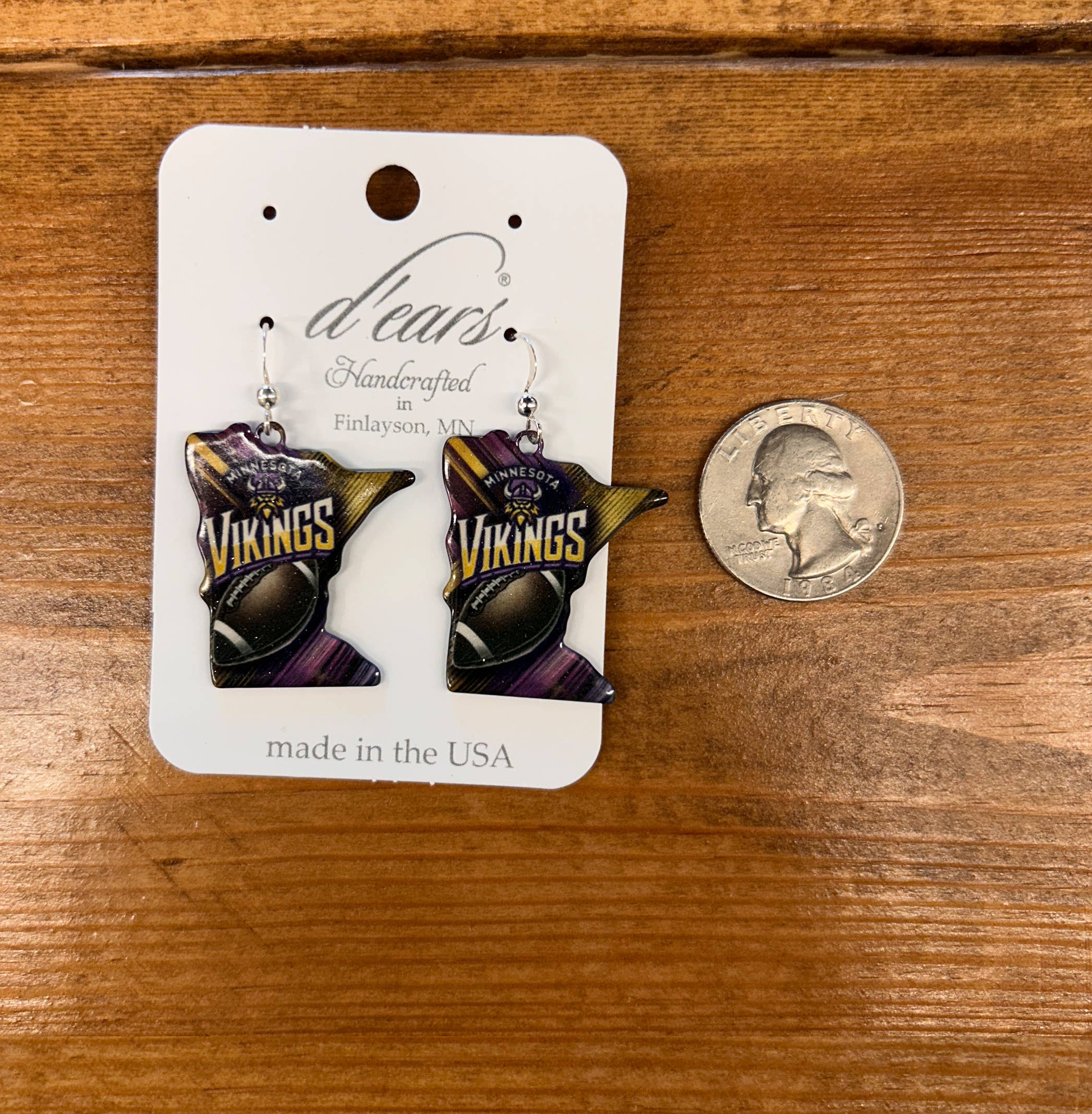 d'ears inc. - Wholesale Dangle Earrings - MN Vikings Dangle Earrings sterling silver earwires by USA1