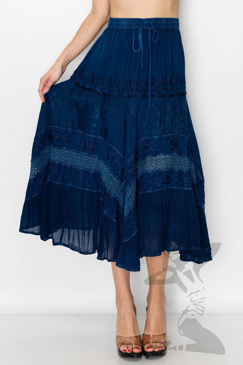 JUST CRUISING - India Casual Designs - Wholesale Skirt - Women's - Handcrafted Boho Embroidered Maxi Skirt6
