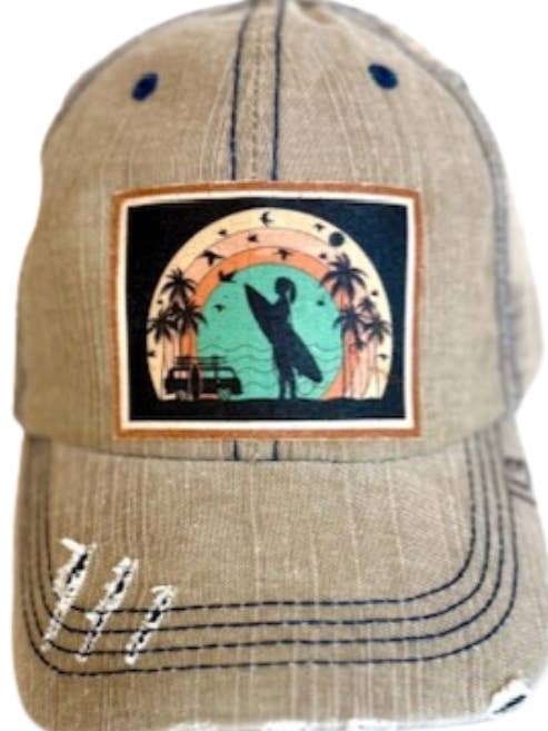 (#113) GORRA DE CAMIONERO "SURFER GIRL" DESGASTADA para venta al por mayor de Jana's Flannels